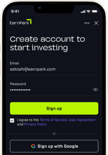 Crie sua conta EarnPark